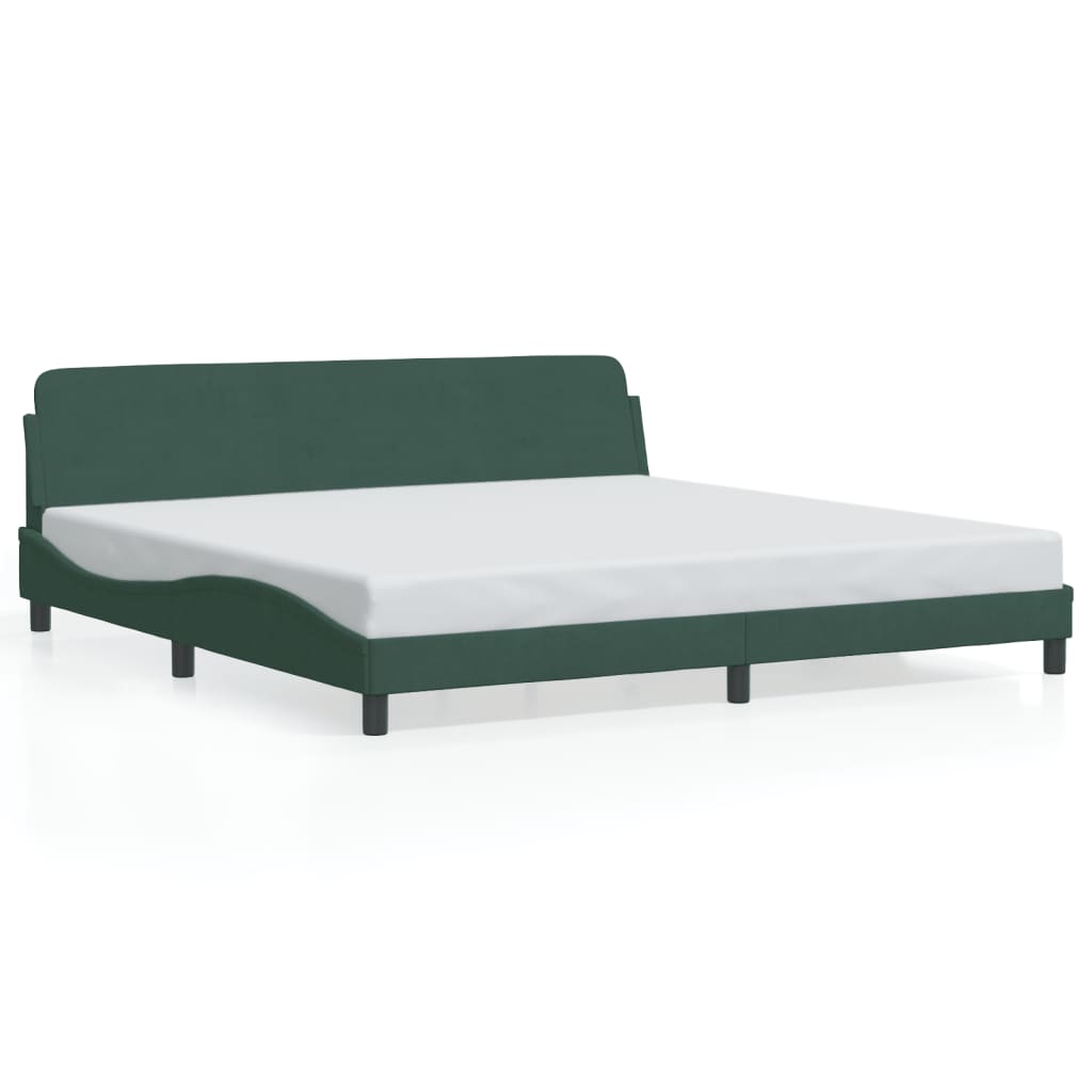 Cadre de lit sans matelas vert foncé 200x200 cm velours - XIOS
