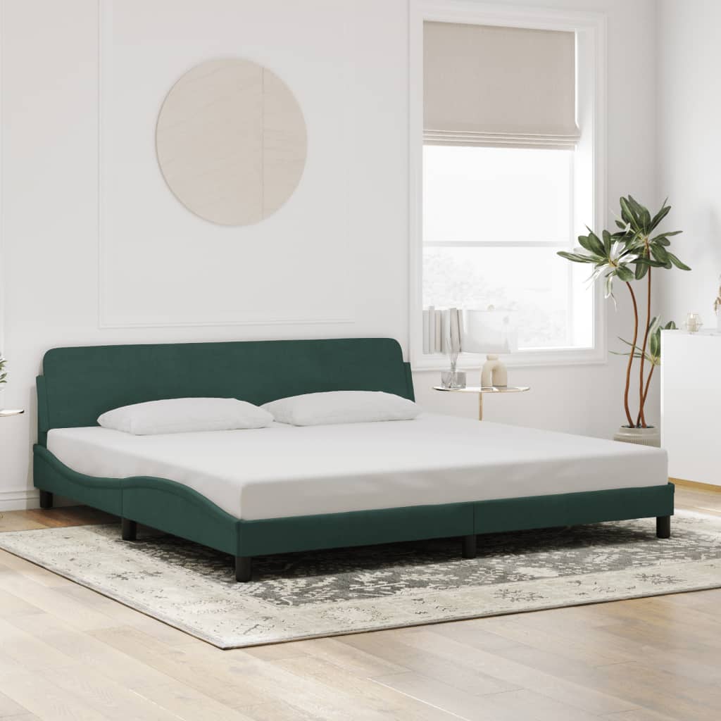 Cadre de lit sans matelas vert foncé 200x200 cm velours - XIOS
