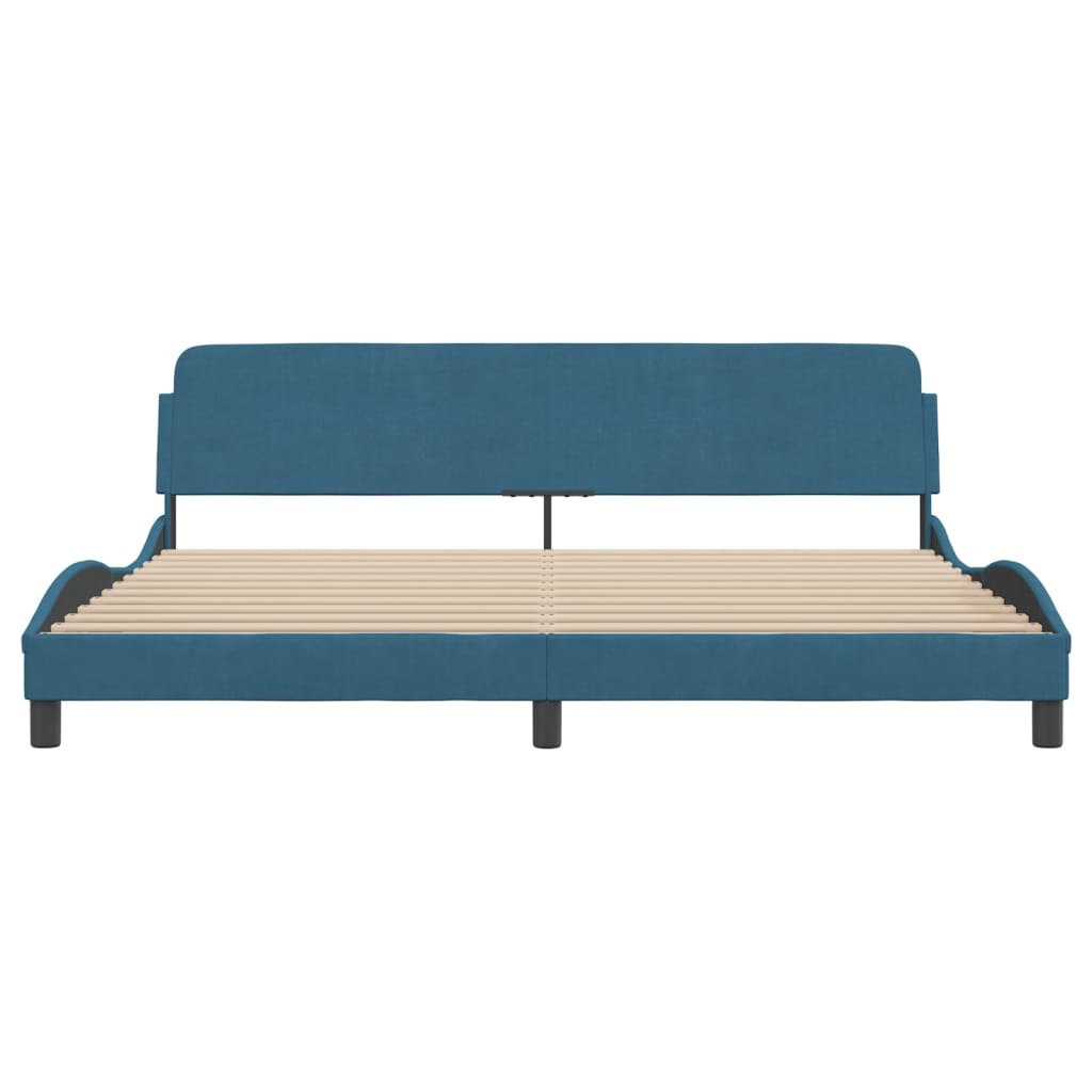 Cadre de lit sans matelas bleu 200x200 cm velours - XIOS
