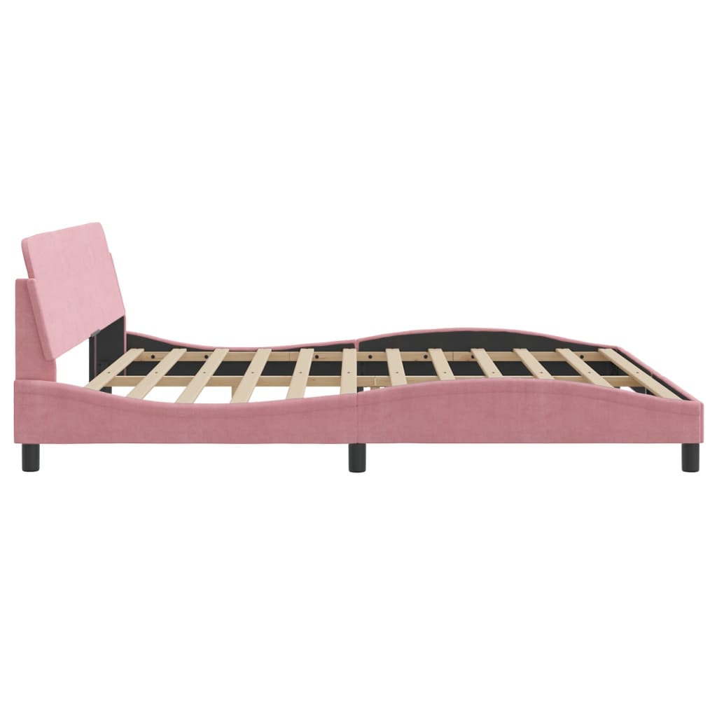 Cadre de lit sans matelas rose 200x200 cm velours - XIOS