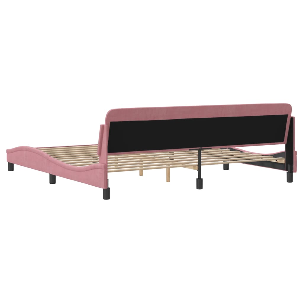 Cadre de lit sans matelas rose 200x200 cm velours - XIOS