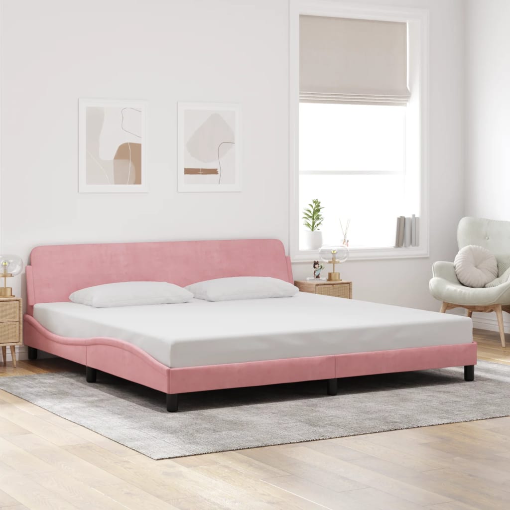 Cadre de lit sans matelas rose 200x200 cm velours - XIOS