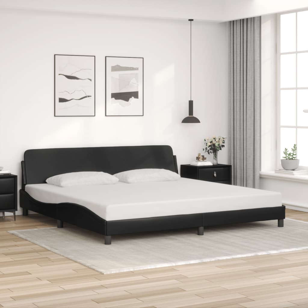 Cadre de lit Dover noir 200x200 cm similicuir - XIOS