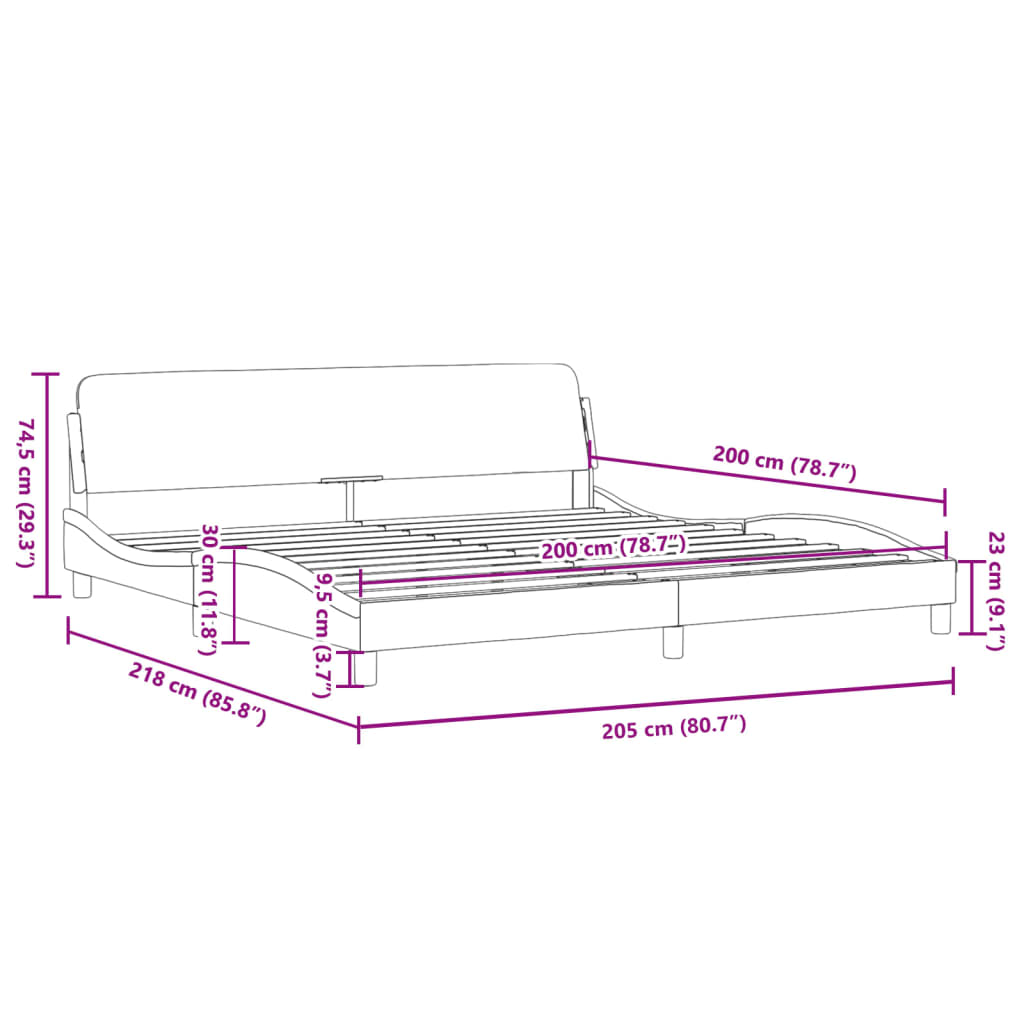 Cadre de lit Dover gris 200x200 cm similicuir - XIOS
