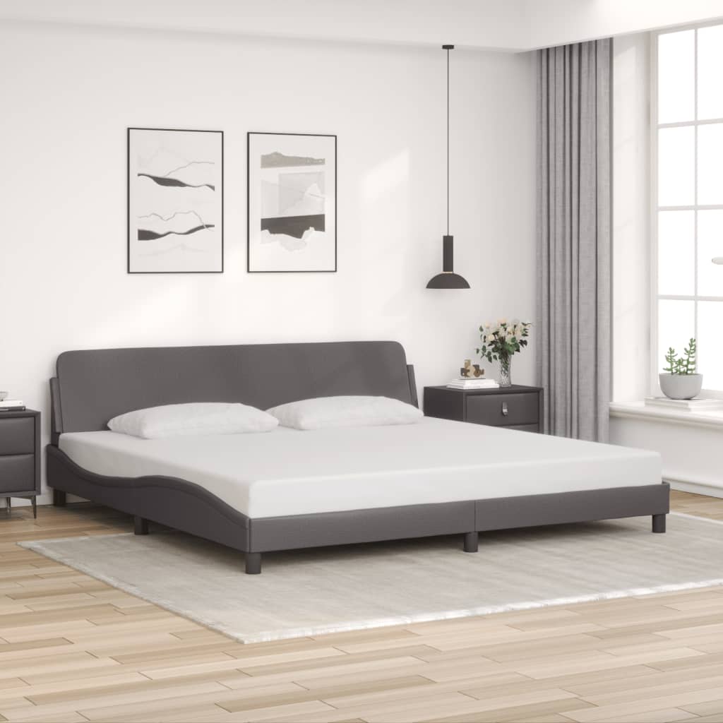 Cadre de lit Dover gris 200x200 cm similicuir - XIOS