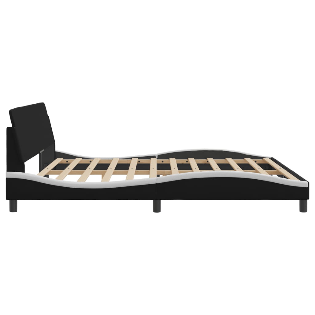 Cadre de lit Dover noir et blanc 200x200 cm similicuir - XIOS