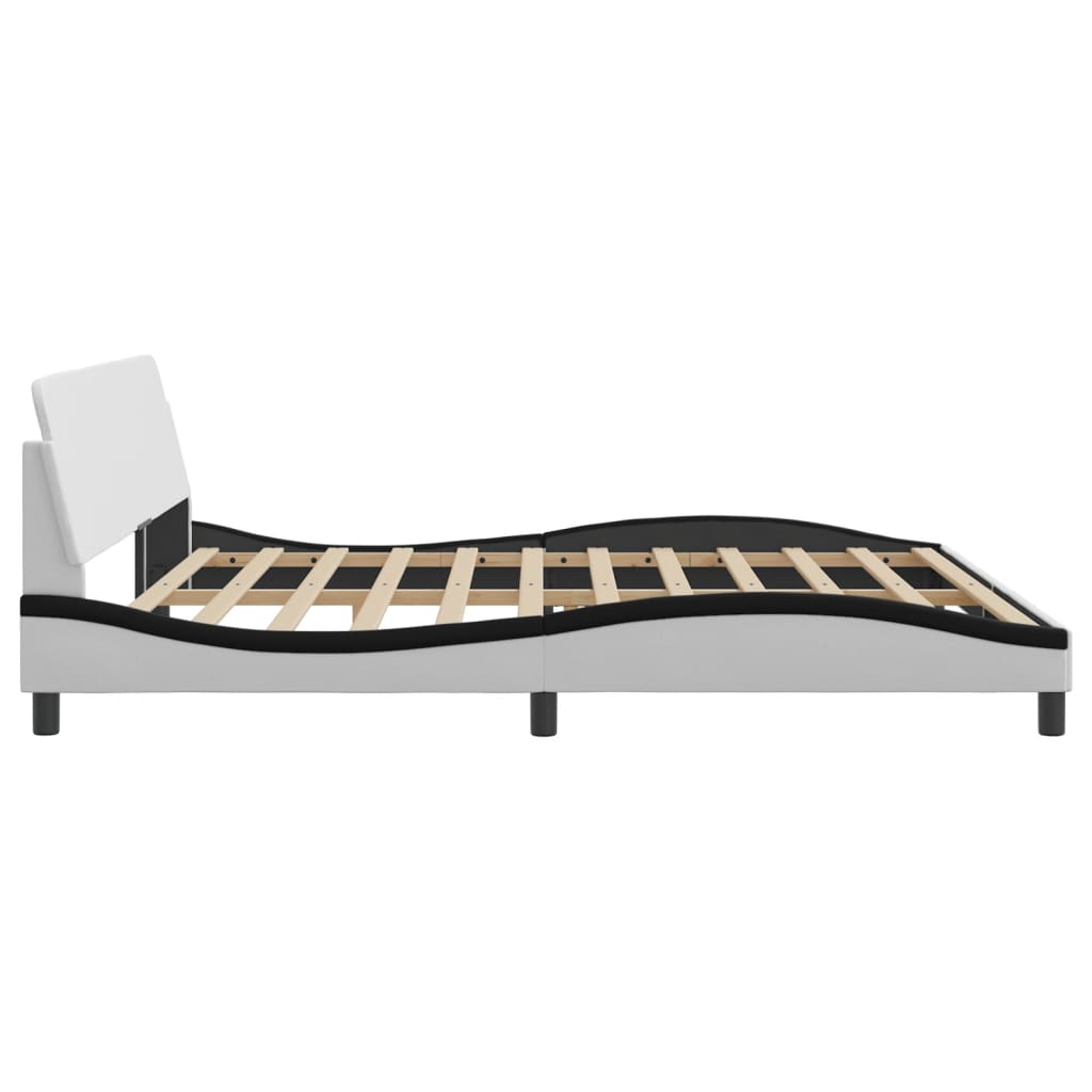 Cadre de lit Dover blanc et noir 200x200 cm similicuir - XIOS