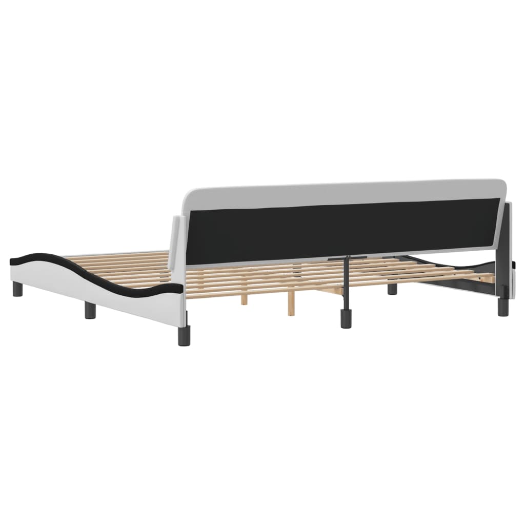 Cadre de lit Dover blanc et noir 200x200 cm similicuir - XIOS