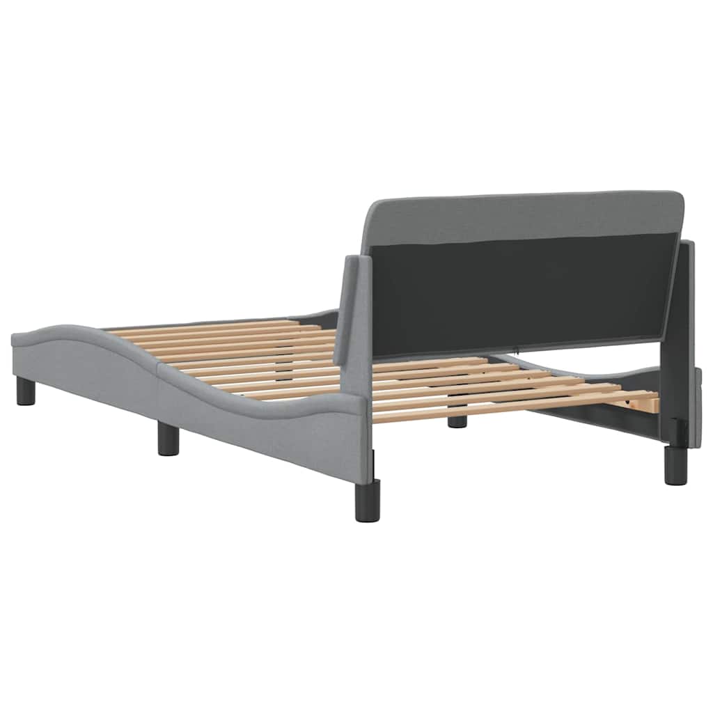 Cadre de lit Dover gris clair 100x190 cm tissu - XIOS