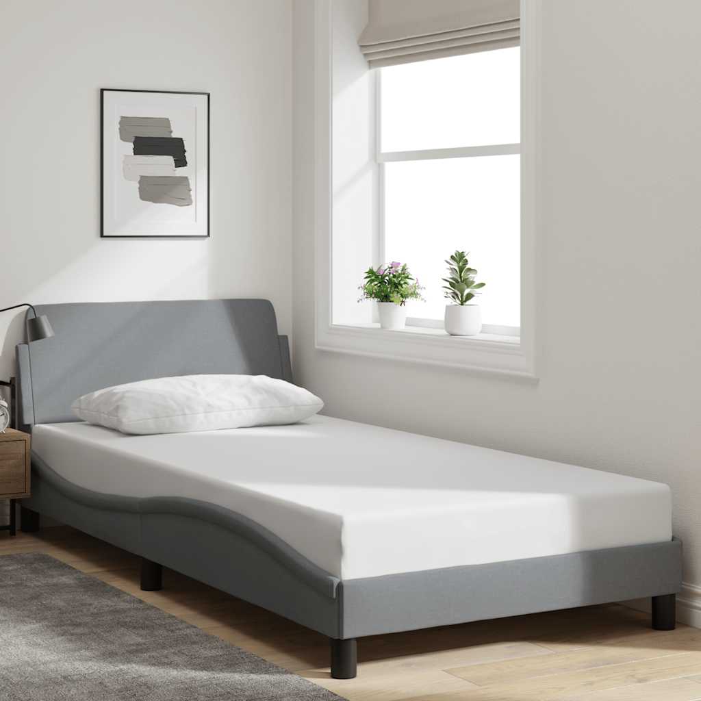 Cadre de lit Dover gris clair 100x190 cm tissu - XIOS