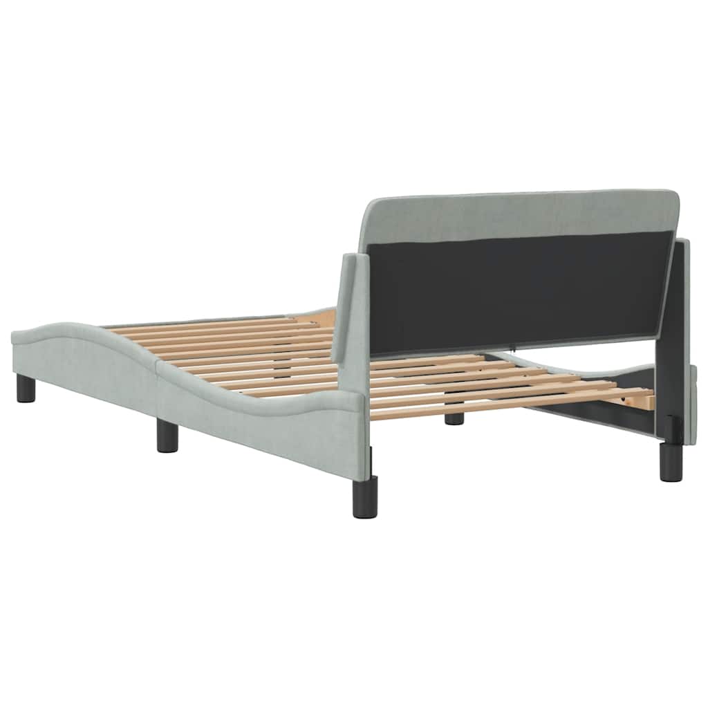 Cadre de lit Dover gris clair 100x190 cm velours - XIOS