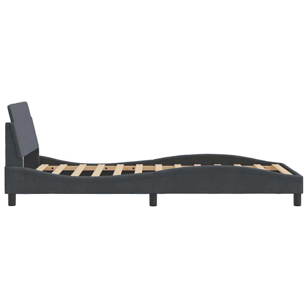 Cadre de lit Dover gris foncé 100x190 cm velours