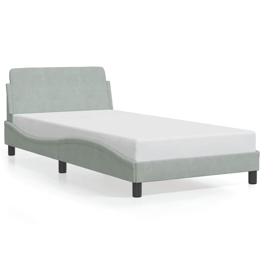 Cadre de lit Dover gris clair 100x203 cm velours - XIOS