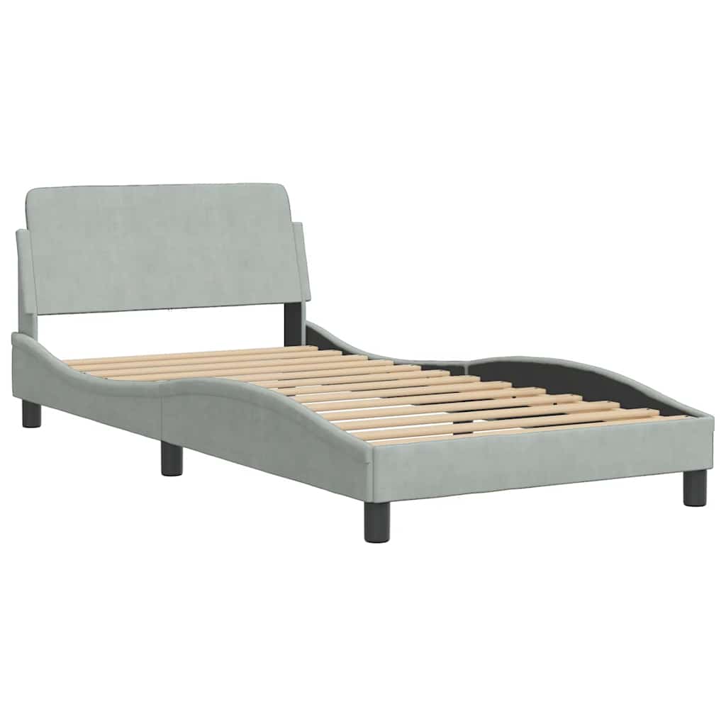 Cadre de lit Dover gris clair 100x203 cm velours - XIOS