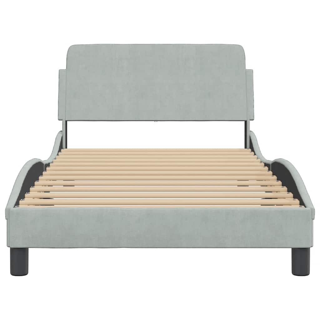 Cadre de lit Dover gris clair 100x203 cm velours - XIOS