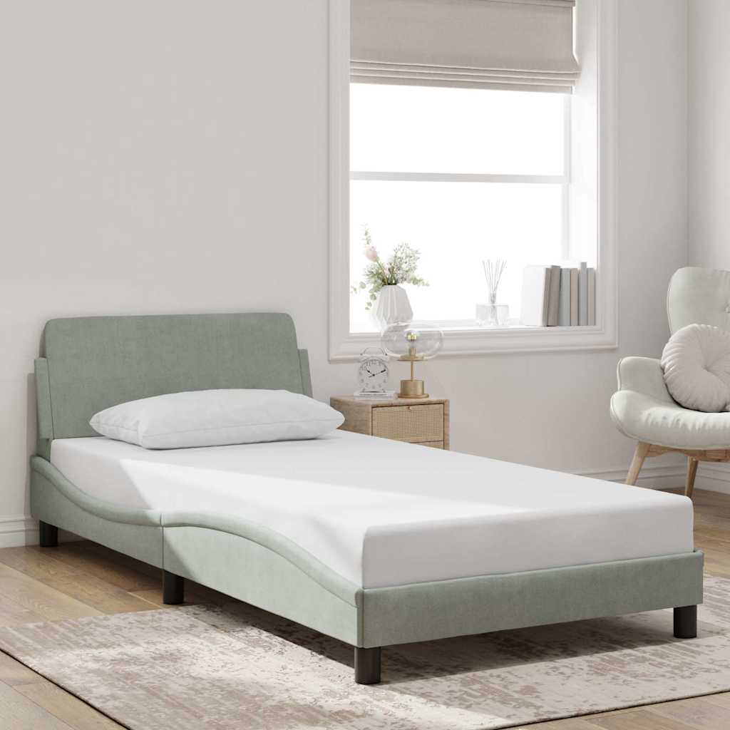 Cadre de lit Dover gris clair 100x203 cm velours - XIOS