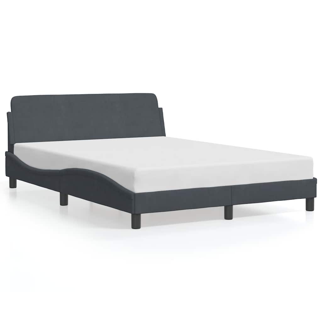 Cadre de lit Dover gris foncé 137x190 cm velours - XIOS