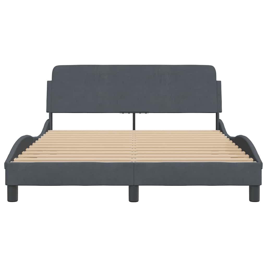 Cadre de lit Dover gris foncé 137x190 cm velours - XIOS