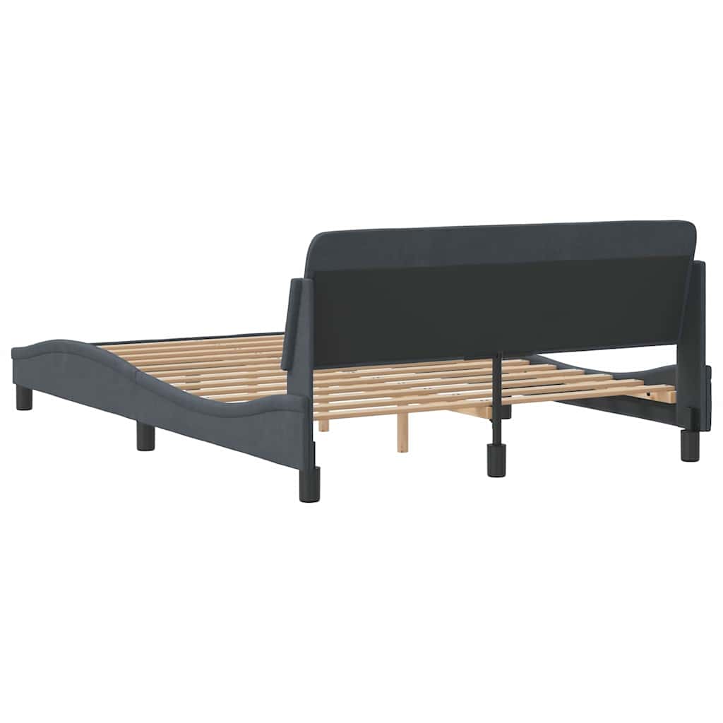 Cadre de lit Dover gris foncé 137x190 cm velours - XIOS