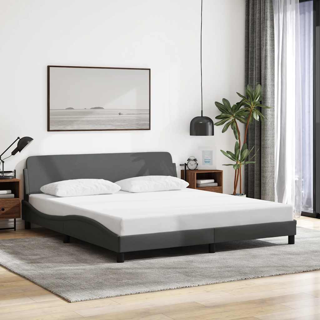 Cadre de lit Dover gris foncé 152x203 cm tissu - XIOS