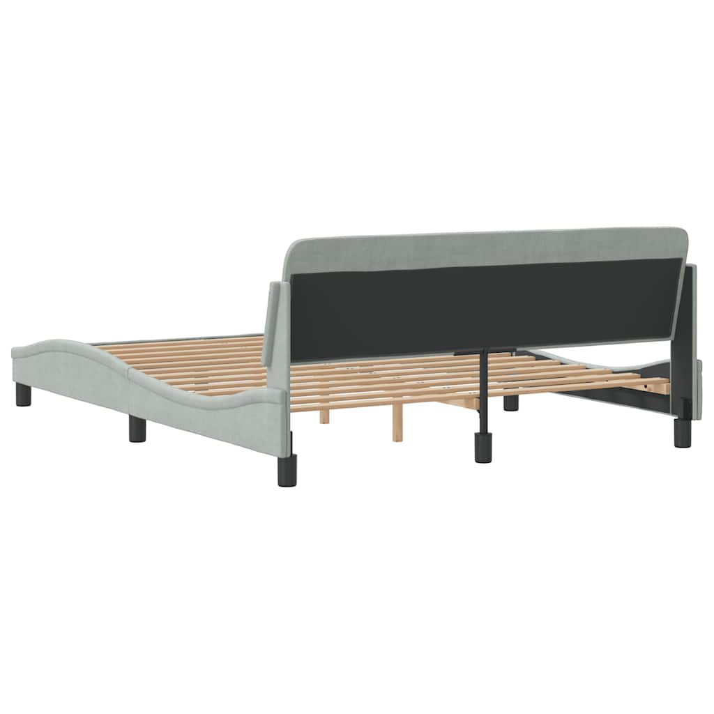 Cadre de lit Dover gris clair 152x203 cm velours - XIOS