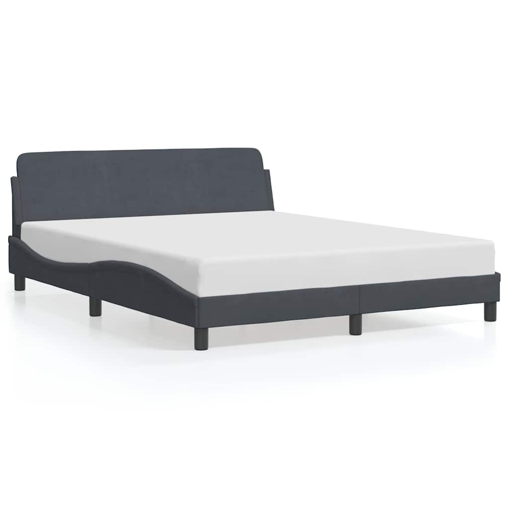 Cadre de lit Dover gris foncé 152x203 cm velours - XIOS