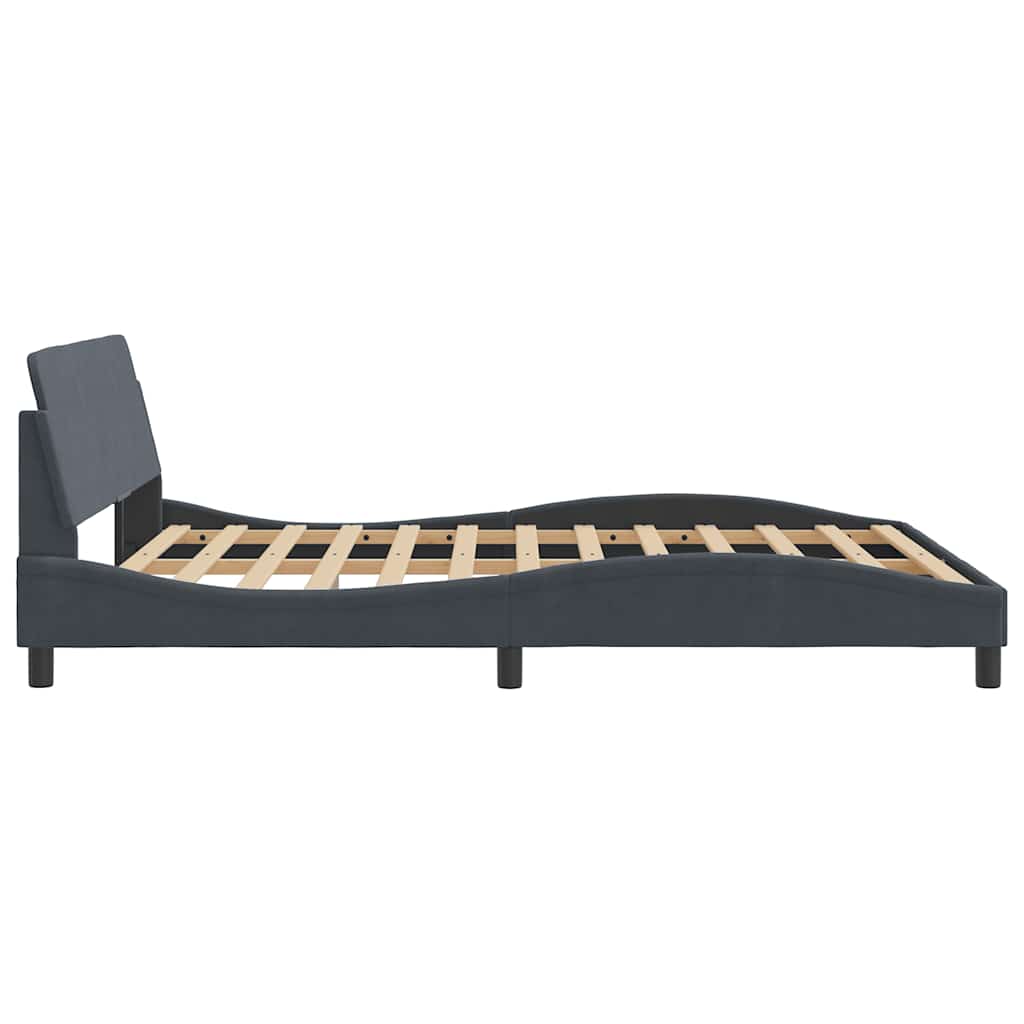 Cadre de lit Dover gris foncé 152x203 cm velours - XIOS