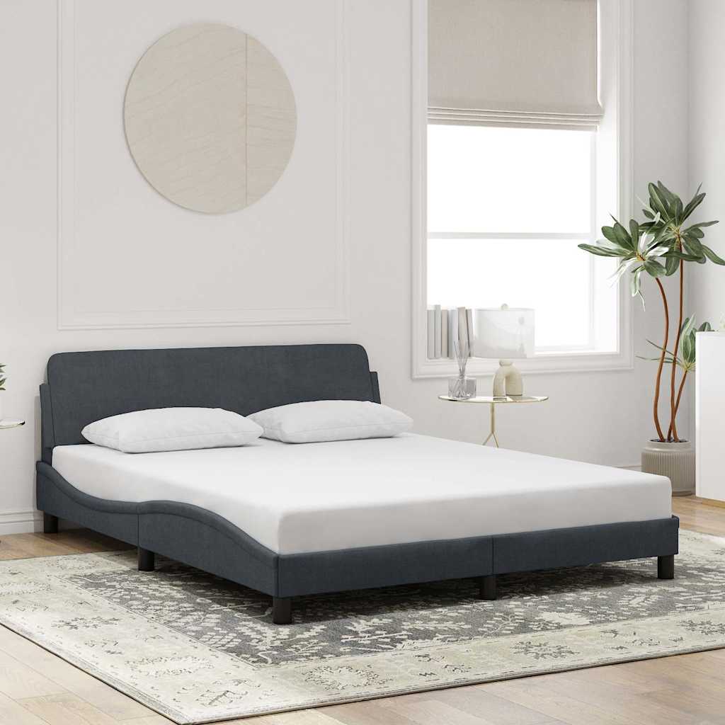 Cadre de lit Dover gris foncé 152x203 cm velours - XIOS