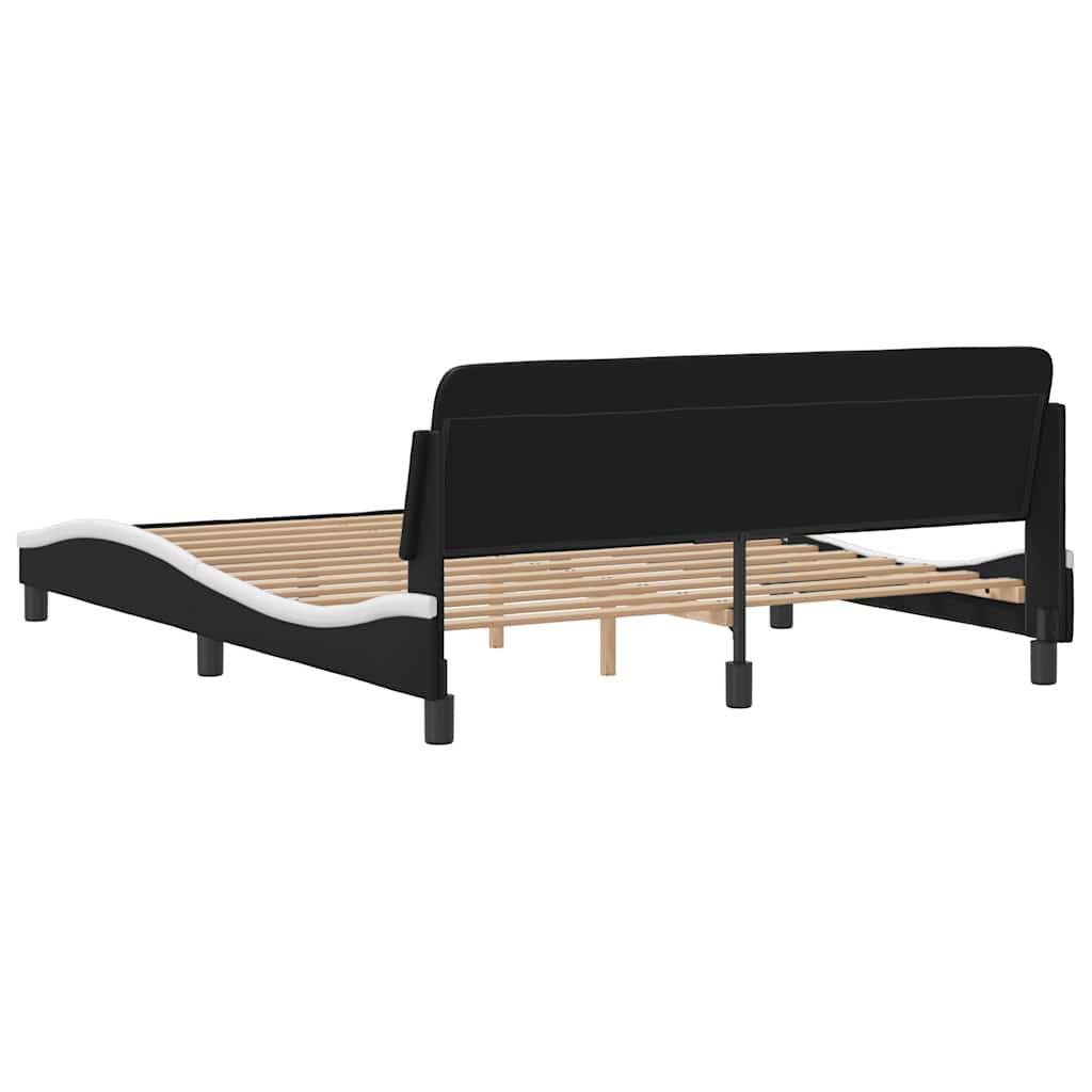 Cadre de lit Dover noir et blanc 152x203 cm similicuir