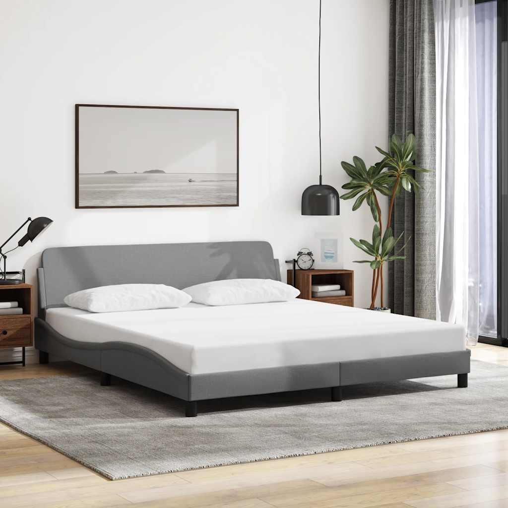 Cadre de lit Dover gris clair 183x213 cm tissu - XIOS