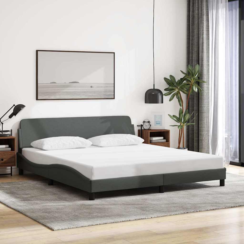Cadre de lit Dover gris foncé 183x213 cm tissu - XIOS