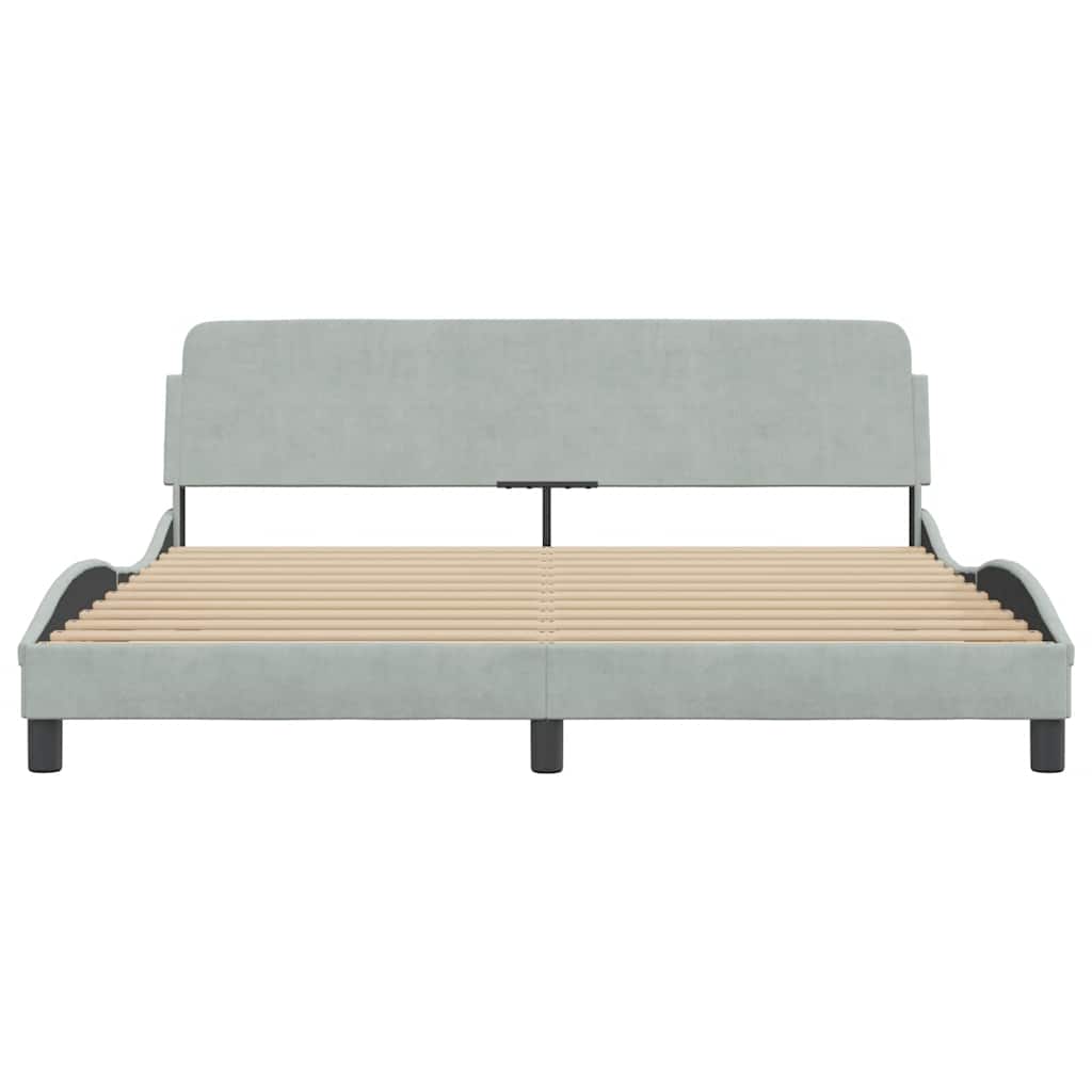 Cadre de lit Dover gris clair 183x213 cm velours - XIOS