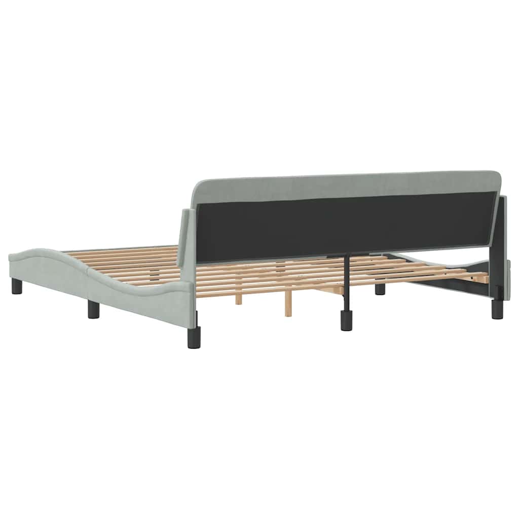 Cadre de lit Dover gris clair 183x213 cm velours - XIOS