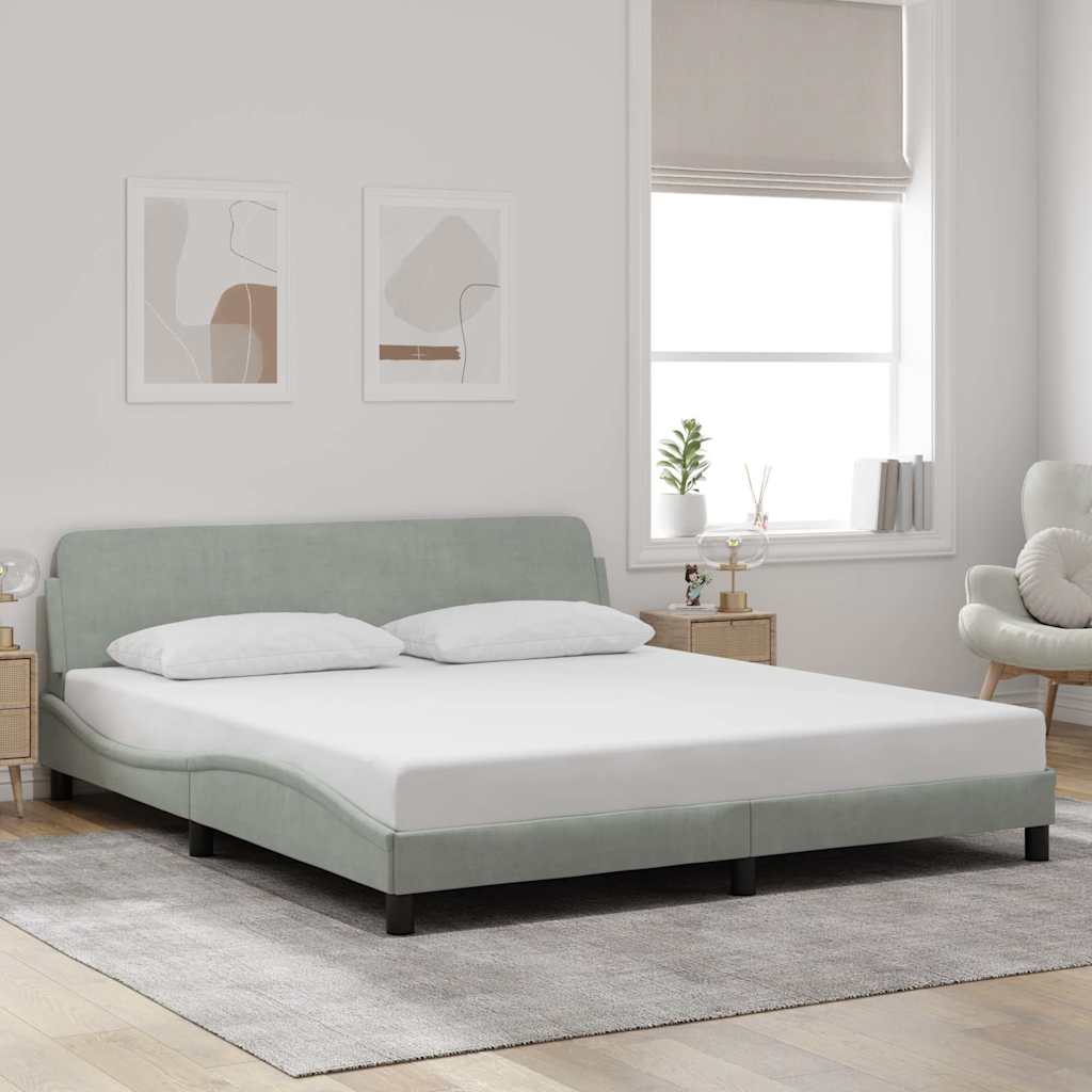 Cadre de lit Dover gris clair 183x213 cm velours - XIOS