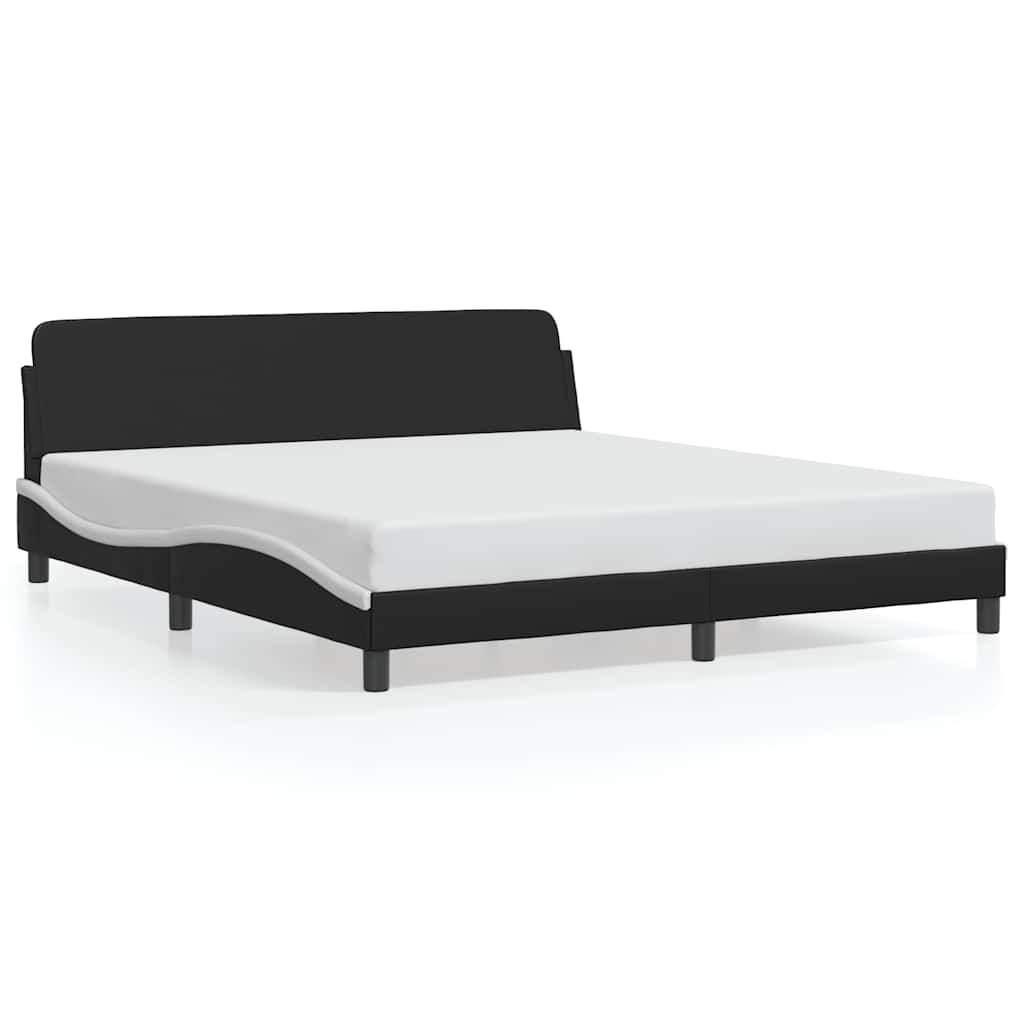 Cadre de lit Dover noir et blanc 183x213 cm similicuir