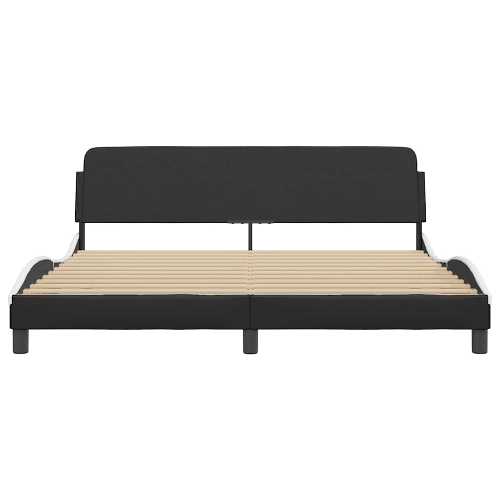 Cadre de lit Dover noir et blanc 183x213 cm similicuir