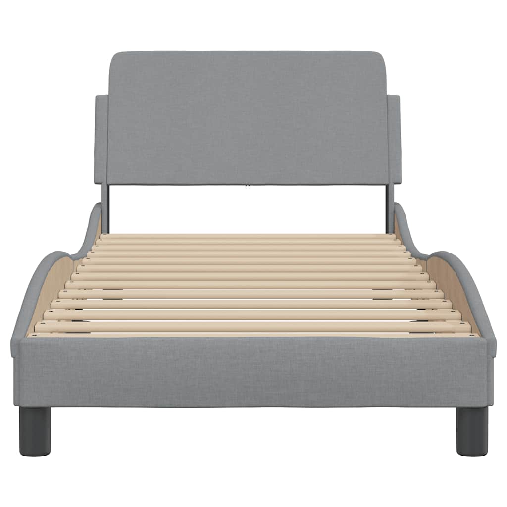Cadre de lit Dover gris clair 90x190 cm tissu - XIOS
