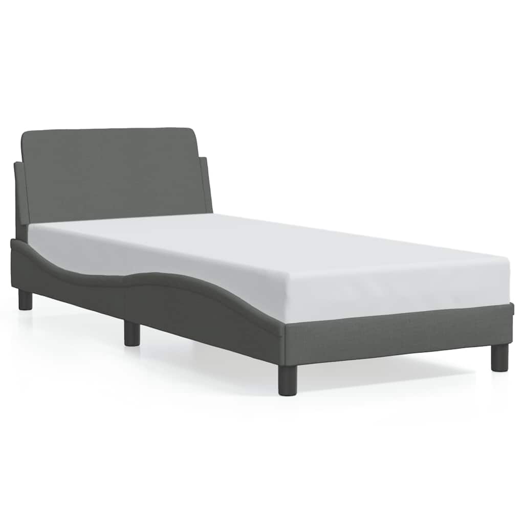 Cadre de lit Dover Gris foncé 90x190 cm tissu - XIOS