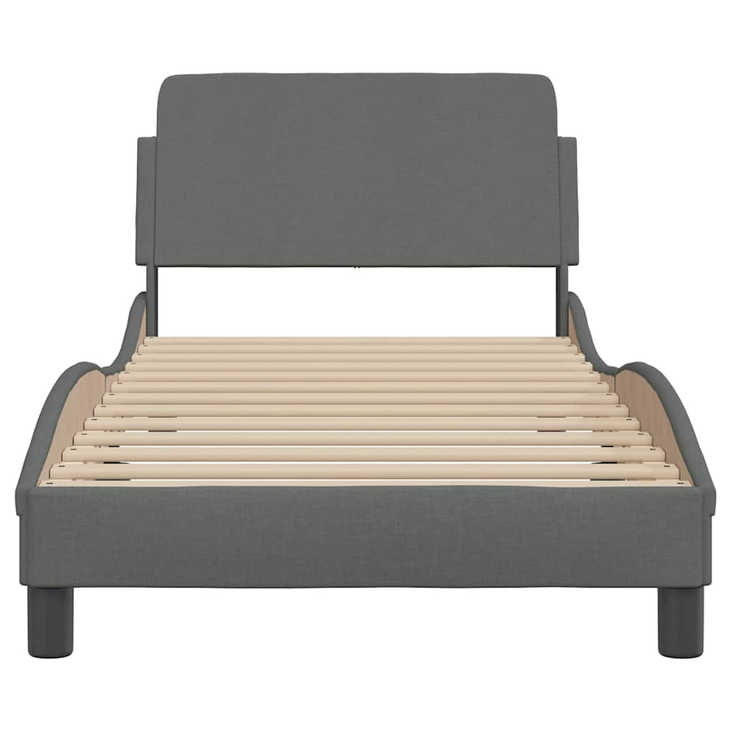 Cadre de lit Dover Gris foncé 90x190 cm tissu - XIOS