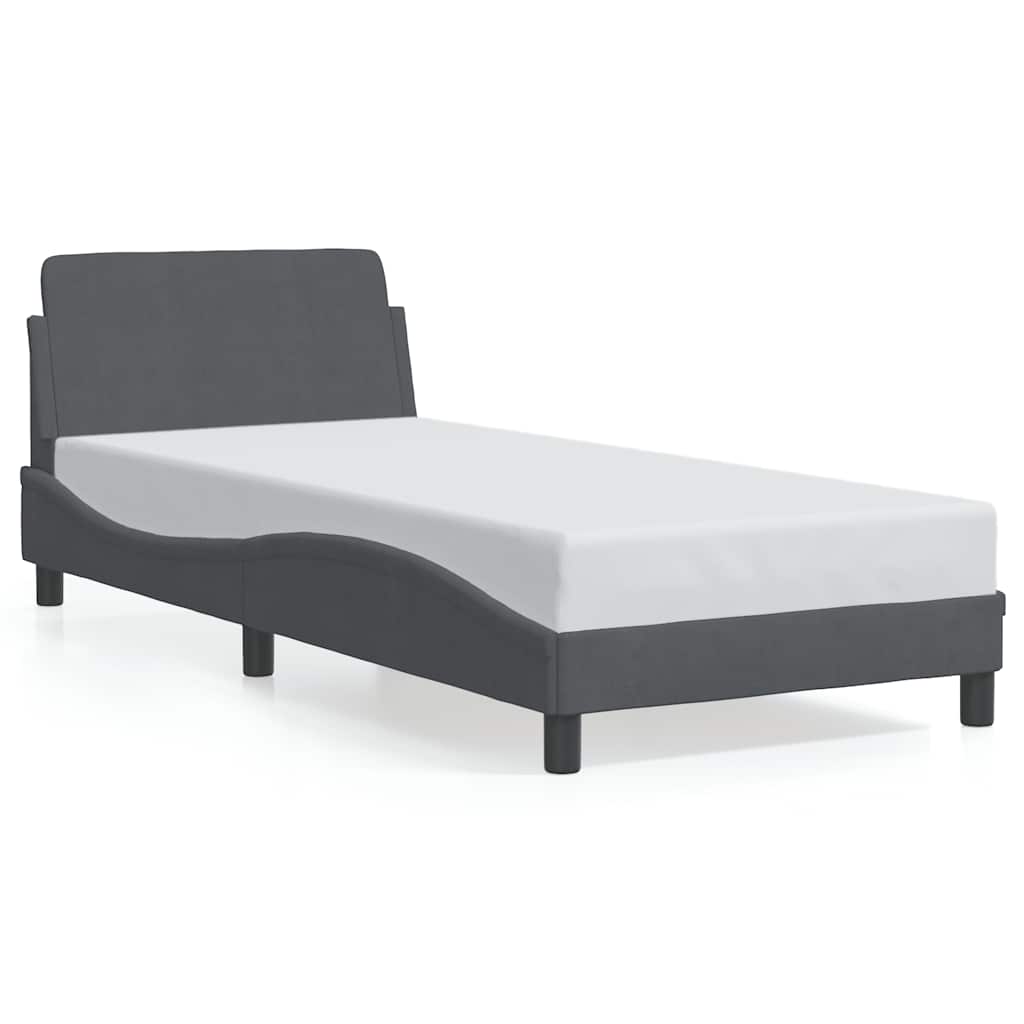 Cadre de lit Dover Gris foncé 90x190 cm velours - XIOS