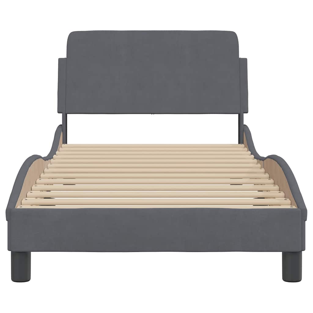 Cadre de lit Dover Gris foncé 90x190 cm velours - XIOS