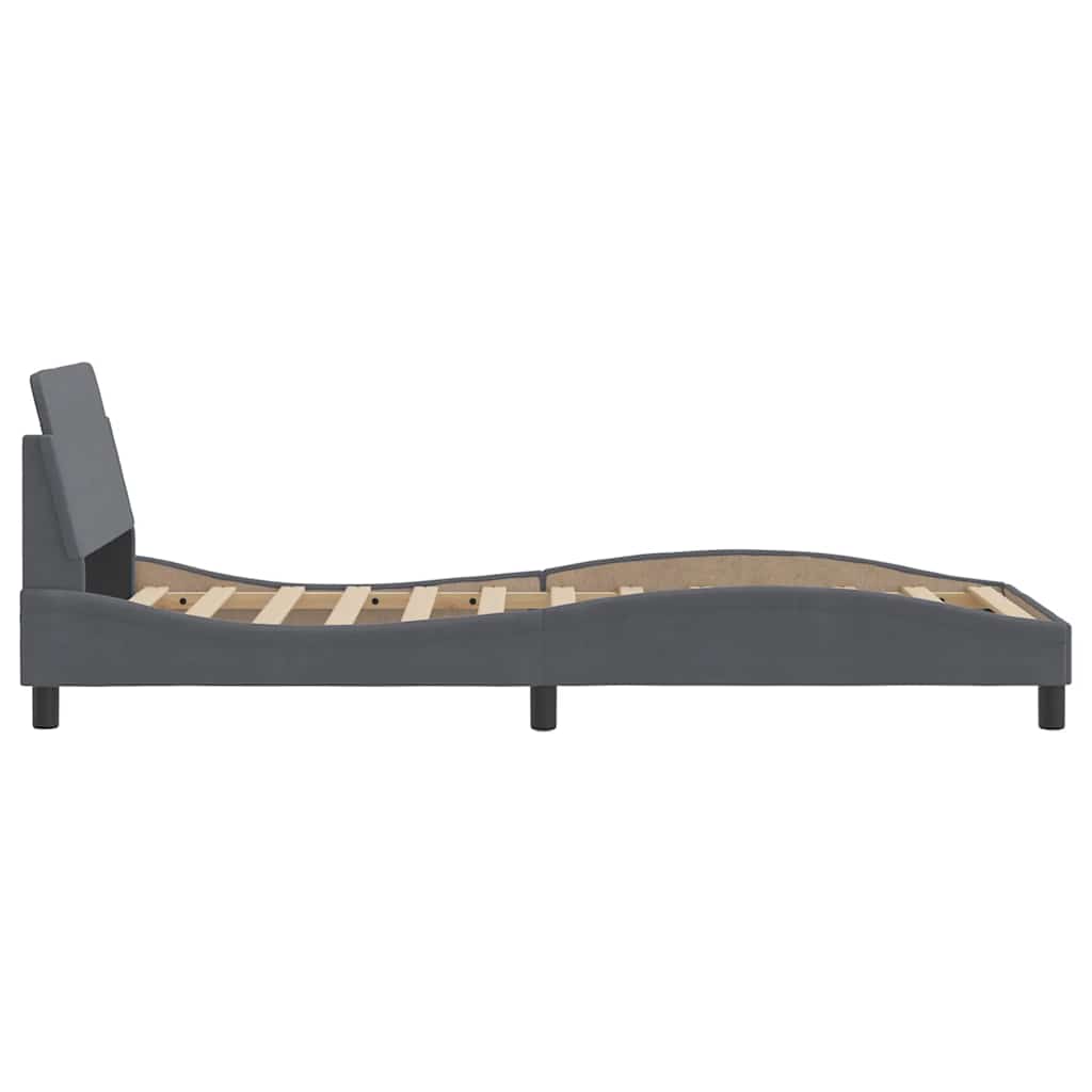 Cadre de lit Dover Gris foncé 90x190 cm velours - XIOS