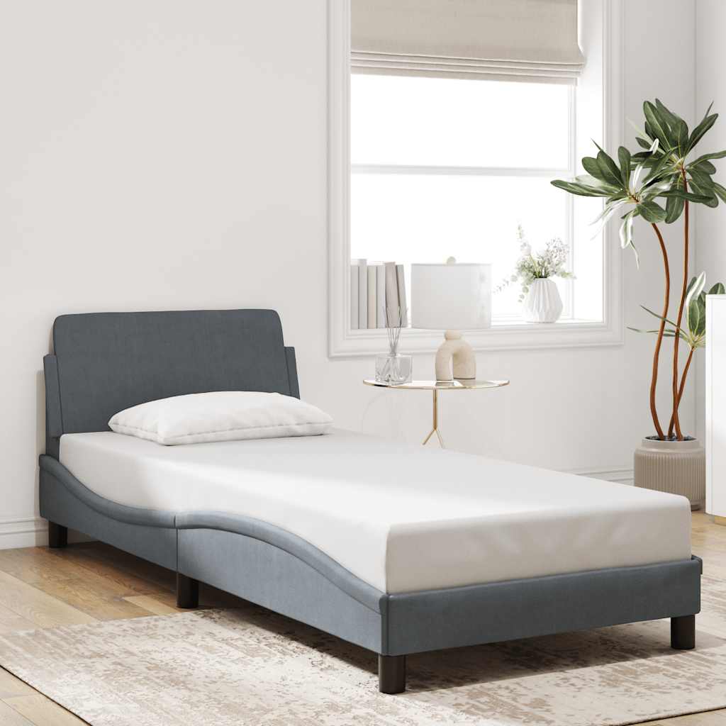 Cadre de lit Dover Gris foncé 90x190 cm velours - XIOS