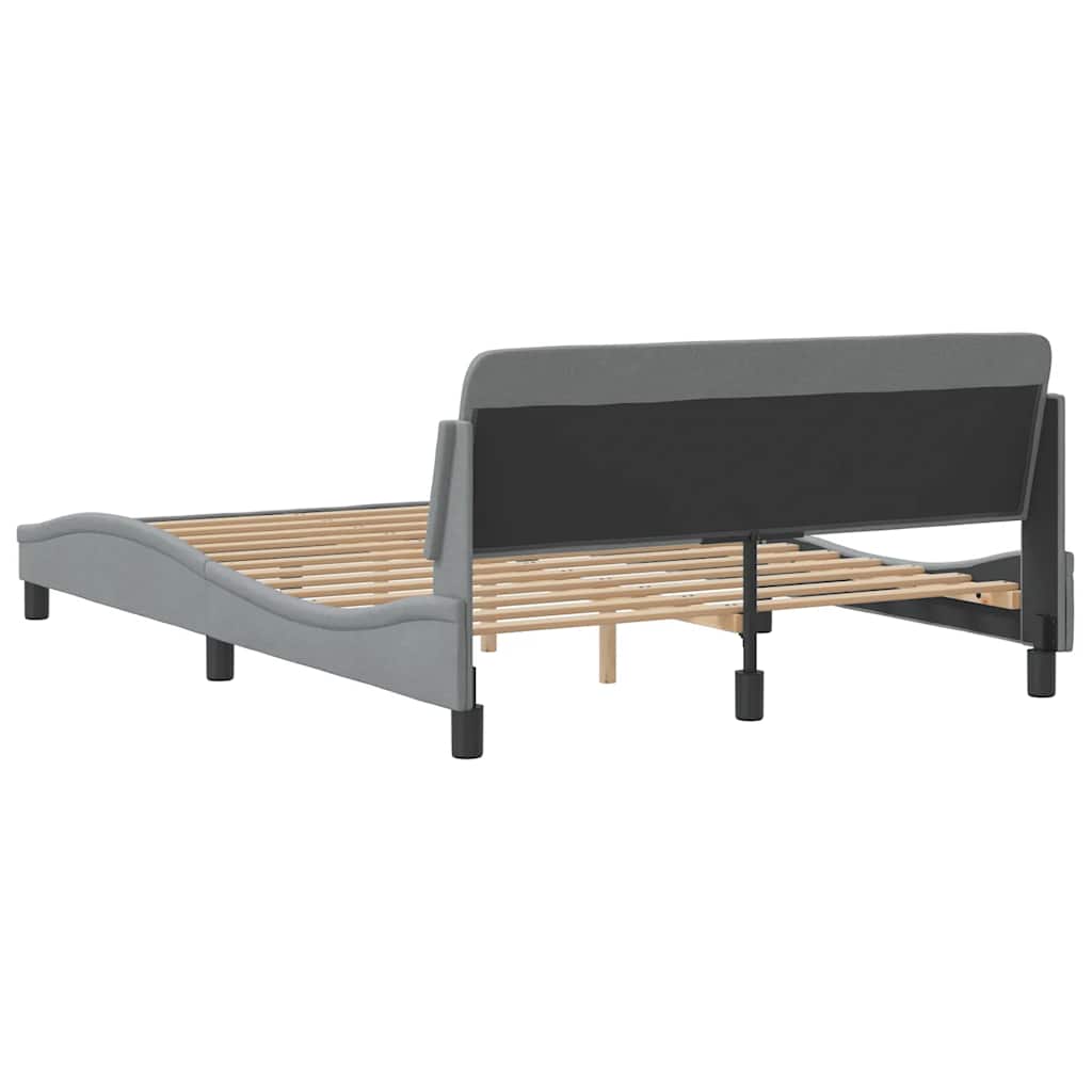 Cadre de lit Dover Gris clair 135 x 190 cm tissu - XIOS