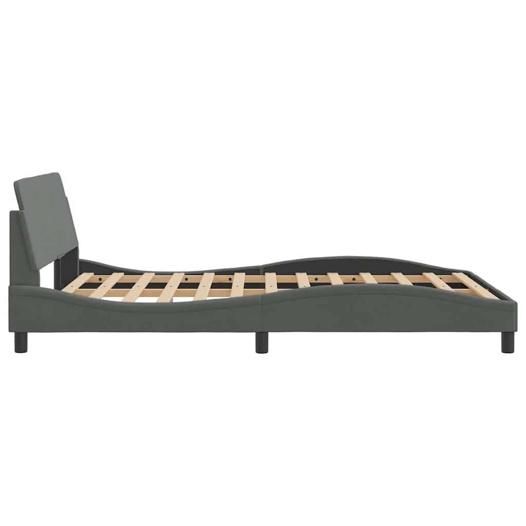 Cadre de lit Dover Gris foncé 135x190 cm tissu - XIOS