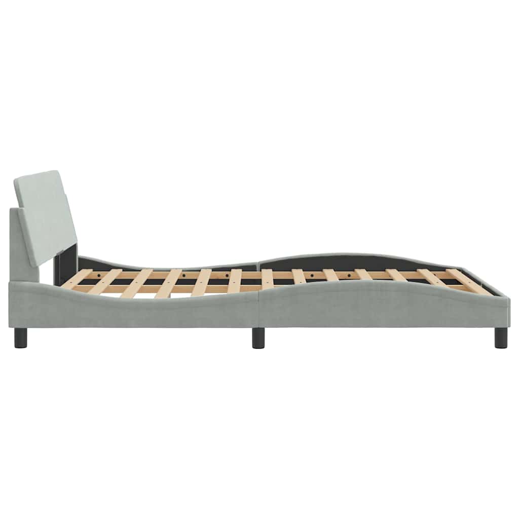 Cadre de lit Dover Gris clair 135 x 190 cm velours - XIOS