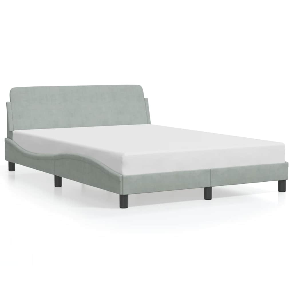 Cadre de lit Dover Gris clair 135 x 190 cm velours - XIOS