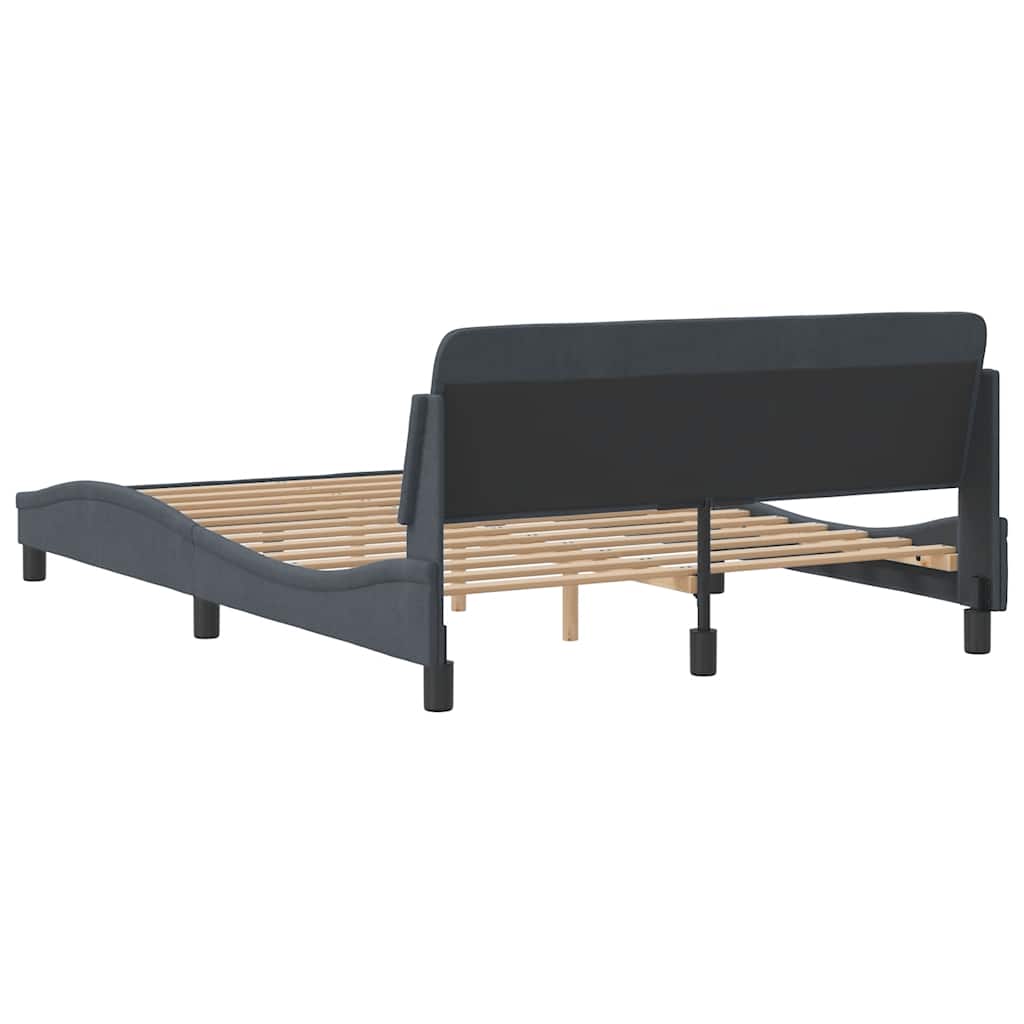 Cadre de lit Dover Gris foncé 135 x 190 cm velours - XIOS