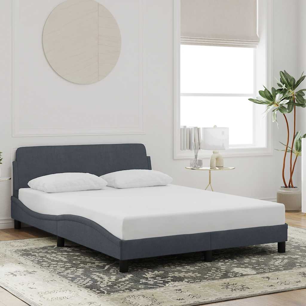 Cadre de lit Dover Gris foncé 135 x 190 cm velours - XIOS