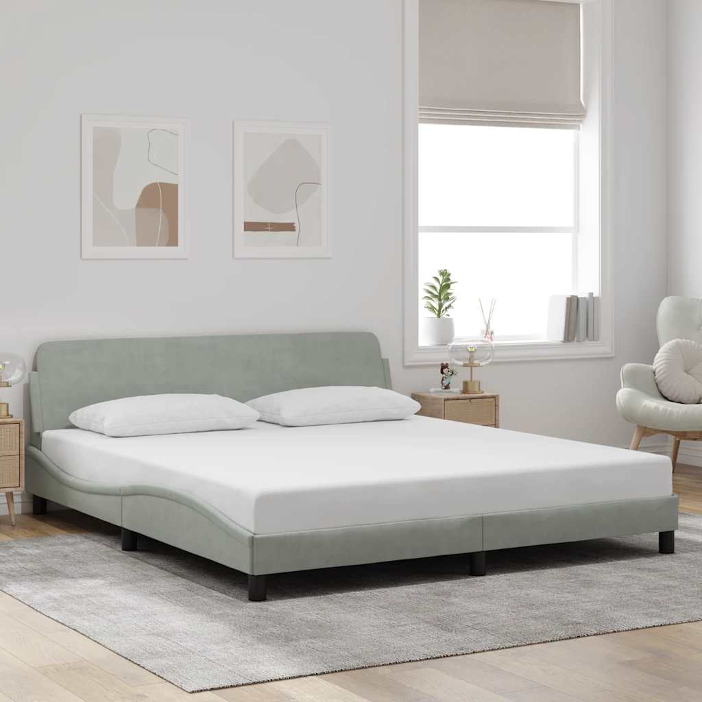 Cadre de lit Dover Gris clair 180x200 cm velours - XIOS